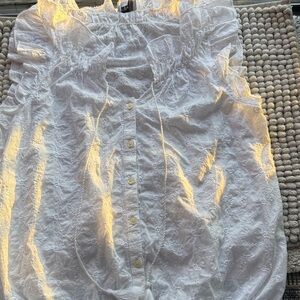 LOFT White Ruffled Blouse